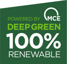 Powered by MCE Deep Green 100% Renewable Energy